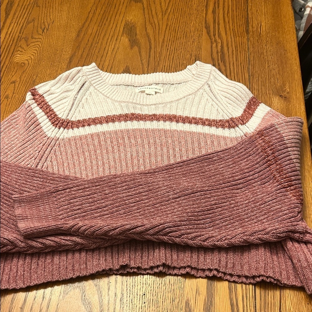Aeropostale Women's Ribbed Sweater - Pink and Brown